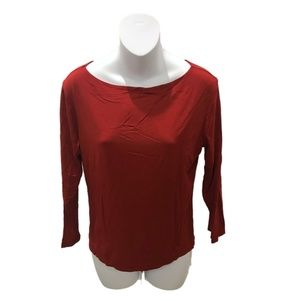 Anthropologie Burgundy Long Sleeve Basic T-Shirt